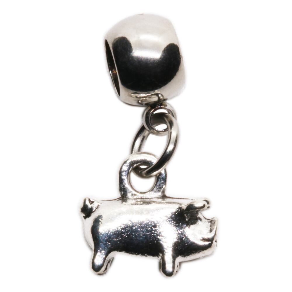 Dave the Bunny Pig Metal Alloy Charm with Stainless Steel Connector Animal Charm